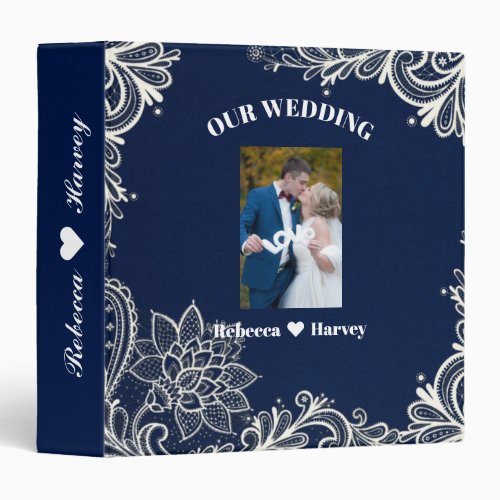 elegant nautical white lace blue wedding binder