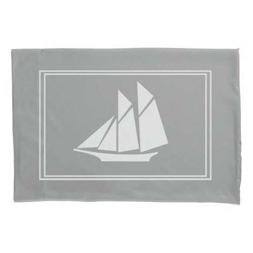 Elegant Nautical White Sailboat Silhouette Pillow Case