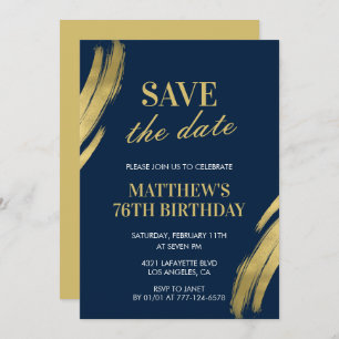Elegant Navy 76th birthday Save the date  Invitation