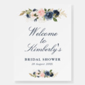 elegant navy and blush bridal shower welcome sign (Front)