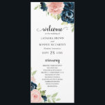 Elegant Navy and Blush Pink Floral Wedding Program<br><div class="desc">Rustic floral wedding program with elegant watercolor painted flowers in blush pink and navy blue along with your event details in a modern format.  The blush pink roses make this program great for a spring wedding and the navy blue roses make it great for a fall wedding.</div>