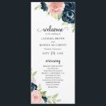 Elegant Navy and Blush Pink Floral Wedding Program<br><div class="desc">Rustic floral wedding program with elegant watercolor painted flowers in blush pink and navy blue along with your event details in a modern format.  The blush pink roses make this program great for a spring wedding and the navy blue roses make it great for a fall wedding.</div>