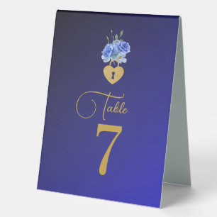 Elegant Navy and Burnt Orange   Gold Table Numbers Tent