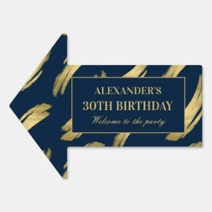 Elegant Navy and Gold Birthday Welcome Yard Sign