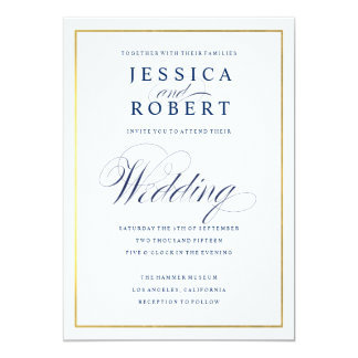 Navy And Gold Wedding Invitations & Announcements | Zazzle