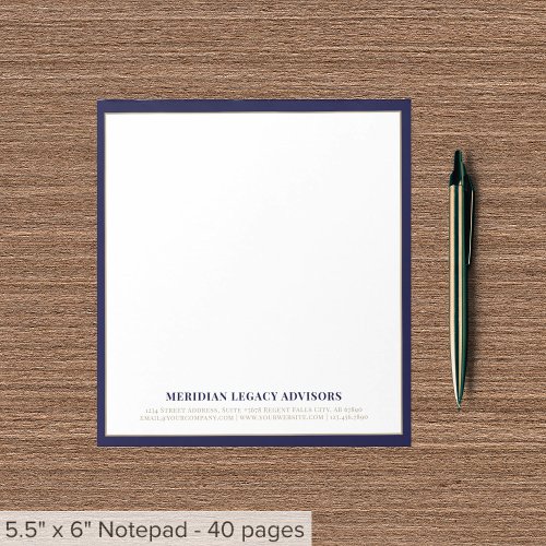 Elegant Navy and Gold Business Notepad