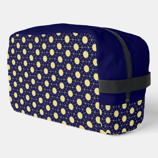 Elegant Navy and Gold Geometric Tile Pattern Dopp Kit (Left Corner)