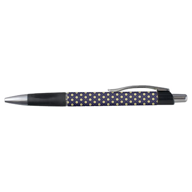 Elegant Navy and Gold Geometric Tile Pattern Pen (Top)