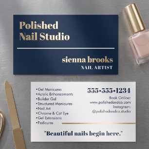Elegant Navy and Gold Modern Foil Business Cards