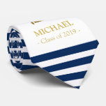 Elegant Navy And Gold Personalized Graduation Tie at Zazzle