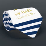 Elegant navy and gold personalized graduation tie<br><div class="desc">Elegant navy and gold personalized graduation tie</div>