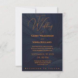 Elegant Navy and Gold Wedding Invitation