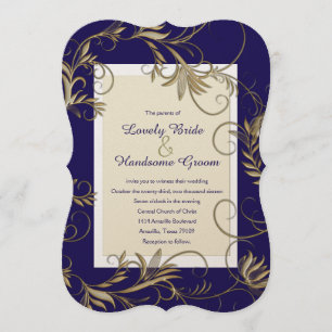 Elegant Navy and Gold Wedding Invitations