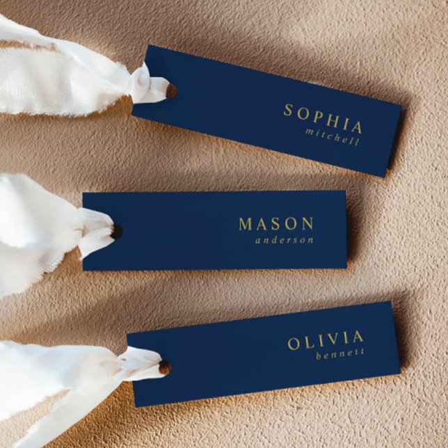Elegant Navy and Gold Wedding Name Place Cards (Creator Uploaded)