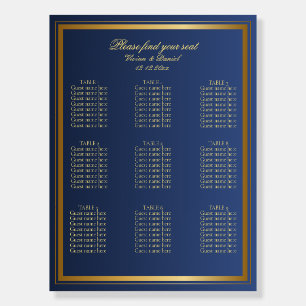Elegant Navy and Gold Wedding Seating Chart Foam Board