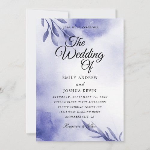 Elegant navy and purple wedding invitations