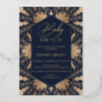 Elegant navy and real gold foil script baby brunch foil invitation