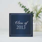 Elegant Navy and Silver Class of 2013 Invitation (Standing Front)