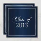 Elegant Navy and Silver Class of 2013 Invitation (Front/Back)