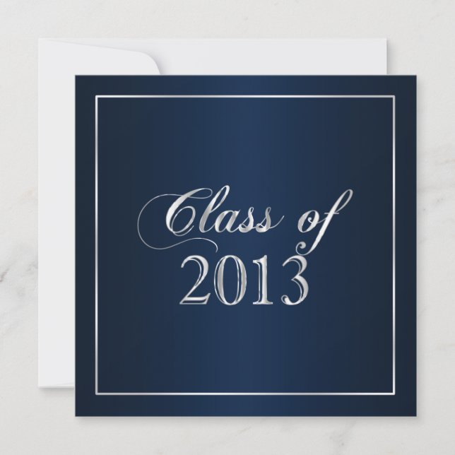 Elegant Navy and Silver Class of 2013 Invitation (Front)