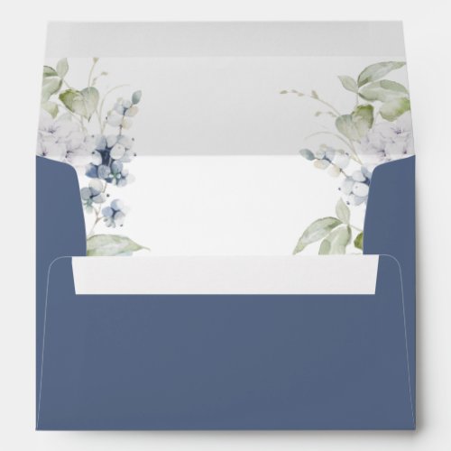 Elegant Navy and White Floral Wedding Envelope