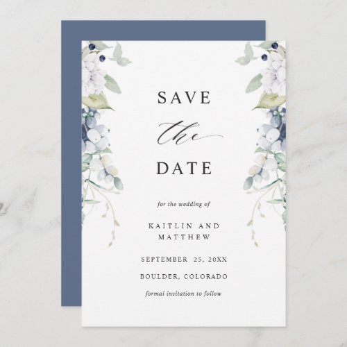 Elegant Navy and White Floral Wedding Save The Date