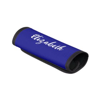 Elegant Navy And White Name Script Text Template Luggage Handle Wrap by redbook at Zazzle