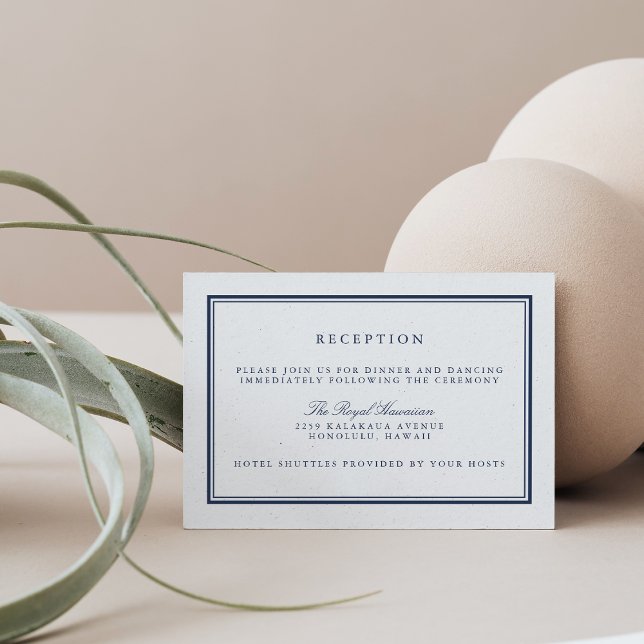 Elegant Navy and White Wedding Reception Enclosure Card (Creator Uploaded)