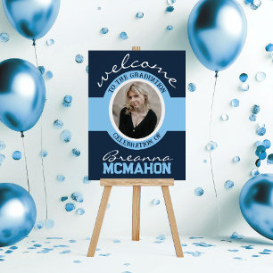 Elegant Navy & Baby Blue Graduation Photo Welcome Foam Board