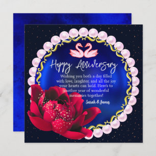 Elegant Navy-Blue 5th Happy Wedding Anniversary Card