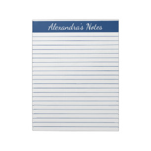 Elegant Navy Blue 8.5x11 Letter Size Personalized Notepad