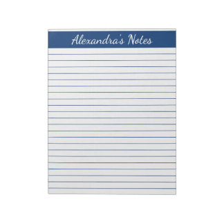 Elegant Navy Blue 8.5x11 Letter Size Personalized Notepad
