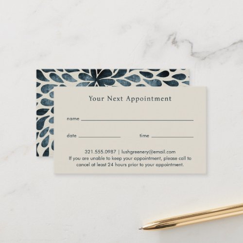 Elegant Navy Blue Abstract Modern Appointment Card