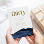 Elegant Navy Blue Agate and Gold | 30th Birthday Invitation<br><div class="desc">These elegant,  trendy 30th birthday party invitations feature a dark,  navy blue agate geode look,  with faux gold modern text that says "thirty."</div>