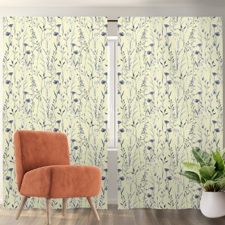 Elegant Navy Blue and Cream Vintage Floral