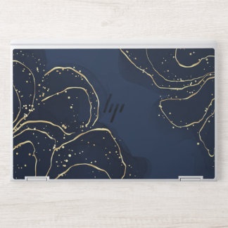 Elegant Navy Blue and Gold Abstract HP Laptop Skin
