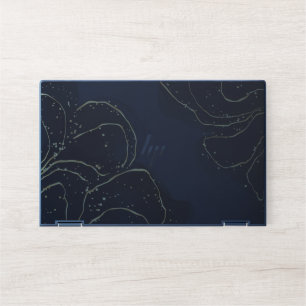 Elegant Navy Blue and Gold Abstract HP Laptop Skin