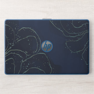 Elegant Navy Blue and Gold Abstract HP Laptop Skin