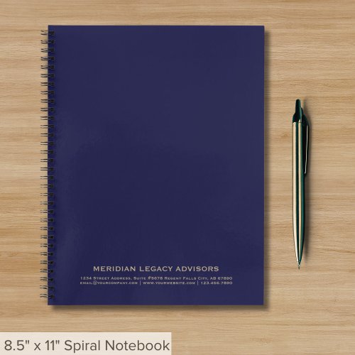 Elegant Navy Blue and Gold Business Spiral Notebook
