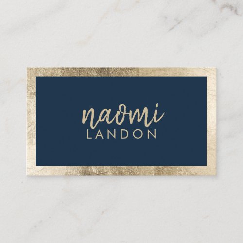 Elegant navy blue and gold chic modern minimalist business card