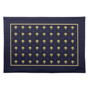 Elegant Navy Blue and Gold Damask Placemat