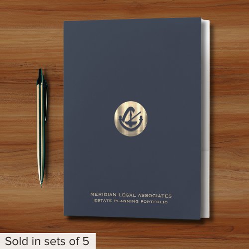 Elegant Navy Blue and Gold Estate Planning Pocket Folder
