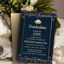 Elegant Navy Blue and Gold Graduation Party