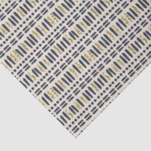 Elegant Navy Blue and Gold Linear Pattern Tissue Paper