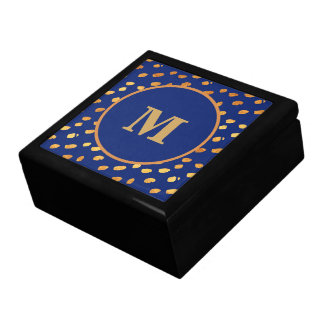Elegant Navy Blue and Gold Monogram Gift Box