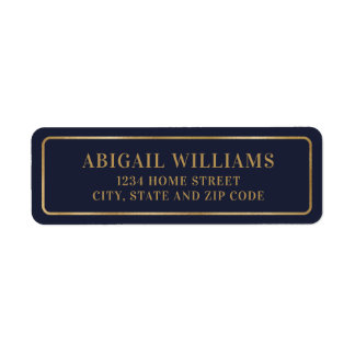 Elegant Navy Blue and Gold Return Address Label