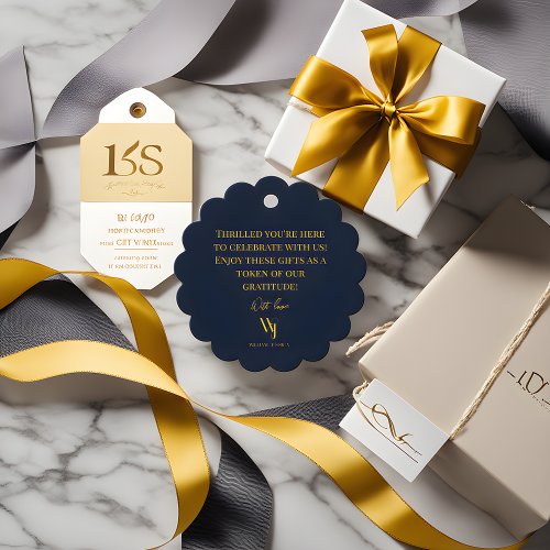 Elegant Navy Blue and Gold Wedding Favor Tags _ Pe