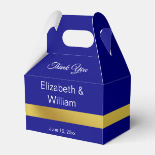 Elegant Navy Blue and Gold Wedding Thank You Favor Boxes