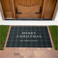 Elegant Navy Blue and Green Plaid Christmas