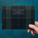 Elegant Navy Blue and Green Plaid Christmas Envelope<br><div class="desc">Modern Christmas envelopes featuring a timeless design with a muted navy blue and green plaid along with the greeting,  "Merry Christmas" and your return address on the back flap.</div>